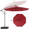 KOMFOTTEU Ombrellone da giardino con LED e pannello solare, ombrellone da spiaggia con sacchi di sabbia, anti-UV, impermeabile, angolo regolabile, ombrellone da balcone, φ 300 x 250 cm (H), con