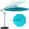 KOMFOTTEU Ombrellone da giardino con LED e pannello solare, ombrellone da spiaggia con sacchi di sabbia, anti-UV, impermeabile, angolo regolabile, ombrellone da balcone, φ 300 x 250 cm (H), con