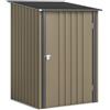 Outsunny Casetta da Giardino 0.92m² in Acciaio Zincato con Porta Battente, Capanno Porta Attrezzi con Tetto Spiovente, Porta Bloccabili, 100x103x160cm, Marrone e Grigio