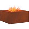 vidaXL Focolare Marrone 80 x 80 x 40 cm, Focolare da Esterno, Portatile e Rettangolare, Calore duraturo per Incontri, Stile Perfetto per patii