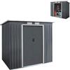 COSTWAY Casetta da Giardino Porta Attrezzi 2,8㎡, Capanno da Esterno in Lamiera Zincata Resistente alle Intemperie con Base, Porte Scorrevoli, Maniglie e Sfoghi 213 x 173 x 130 cm
