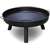 SWANEW Braciere per esterni, diametro 82,5 cm, grande braciere in ferro con manici, braciere di alta qualità per balcone, cortile, foresta, camino, terrazza, campeggio