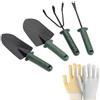 Estresen Attrezzi manuali da giardino, set di 4 attrezzi da giardinaggio, pala per sarchiatore, pala, rastrello, attrezzi da giardinaggio con guanti, in acciaio al carbonio