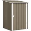 Outsunny Casetta da Giardino 0.92m² in Acciaio Zincato, Capanno Porta Attrezzi con Porta Battente Bloccabile, Tetto Inclinato, 100x104x160 cm, Marrone e Bianco