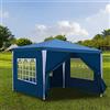 Gimisgu Gazebo da giardino, impermeabile, da 3 x 3 m, stabile, con 4 pannelli laterali e finestre, tenda da giardino, con protezione dai raggi UV, per giardino, matrimoni, picnic, blu