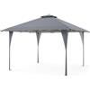 COSTWAY Tenda Pop-up Esterno 4x4 m Doppio Tetto, Gazebo da Giardino Altezza Regolabile con Fori di Drenaggio, Tenda da Giardino Antivento Facile da Montare con Borsa di Trasporto (Grigio)