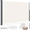Juskys Tenda da sole laterale Dubai 200 x 300 cm, allungabile, oscurante, per balcone e terrazza, tenda laterale con supporto a parete, colore: beige
