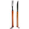 VR VETRINEINRETE Vetrineinrete® Kit Barbecue 2 Utensili Coltello e forchettone in Acciaio Inox per Grill Carne braciata Manico in Legno Attrezzi da Cucina 60199 G23
