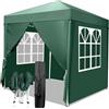 LEADZM Gazebo 2x2m Pieghevole con 4 Pareti Laterali, Tenda da Giardino Regolabile in Altezza Impermeabile UV 50+ Antivento con Borsa da Trasporto Verde