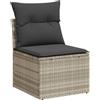 vidaXL Sedia Senza Braccioli con Cuscini Grigio Chiaro in Polyrattan