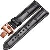 ROUREOX Cinturino In Cuoio Autentico Flessibile Fibbia A Farfalla Cinturino In Cuoio Sostitutivo Accessori Riparazione per LONGINES Master Collection-Nero + Oro Rosa 20mm