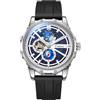 FORSINING Orologio da uomo Starry Sky Big Dial Moda Orologio Meccanico Scheletro Moon Phase Design Automatico Orologi Casual Luminous, Nero , cinghia