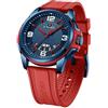NAVIFORCE Orologio impermeabile per uomo e donna, ragazzo e ragazza, analogico, militare, sportivo, unisex, cinturino in silicone, rosso e blu., Sportivo