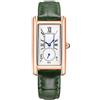 ALANTOP Elegante orologio al quarzo da donna, rettangolare, con cinturino in pelle, corona di cristallo blu, impermeabile, design elegante, Colore: verde rosa.