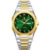 Poedagar Orologio di modo per gli uomini impermeabile di lusso settimana calendario uomo orologio da polso al quarzo in acciaio inossidabile business classico orologi da uomo maschile, Colore: verde
