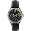 Breil, Collezione Mate, Orologio da Uomo, Orologio Sportivo Multifunzione, con Rehault e Sfere dei Contatori Giallo Lime, Quadrante Nero, Cinturino in Pelle Nero, Chiusura Déployante, Diametro 37 mm
