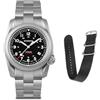 BODERRY Orologio Uomo Automatico Titanio - 40mm Orologio da Campo Militare, Movimento Meccanico Giapponese, Funzione Giorno-Data, Corona a Vite, Impermeabile 100m, Bracciale in Titanio - Voyager