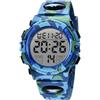 A ALPS Orologio digitale per bambini da 3 a 15 anni, sportivo, multifunzione, cronografo, LED, impermeabile fino a 50 m, calendario, sveglia, orologio analogico per bambini, con cinturino in silicone, idea