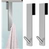 MUYAPAY Ganci Per Porta Doccia Senza Perforazione, 2 Pezzi Per Asciugamani e Accappatoi - Adesivo Per Parete/Vetro Argento, 17.8 cm