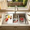 KOOGIMDDR Lavello Da Cucina Multifunzione In Acciaio Inossidabile 304 Fatto A Mano, Lavello Da Cucina Grande A Una Vasca, Installazione A Filo O Soprapiano Con Vasca Rimovibile(60x50x21.5cm)