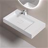 doporro Lavabo Bagno Sospeso 80 cm Rettangolare in Resina Bianco Opaco con Vasca Integrata a Sinistra e Piletta Inclusa - Colossum630