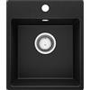 PRIMAGRAN Lavello da Cucina Nero 38x44cm, Lavandino in Granito a 1 vasca + Sifone Classico, Lavabo da Cucina Incasso al Mobile 40cm - Riga Easy S001