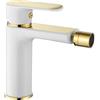 Rea - Rubinetto Da Bidet Bloom White Gold Miscelatore Monocomando In Ottone Per Wc Bagno (Bianco/Oro) 16 X 4,8 X 16 cm
