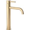 Rea - Lungo Brush Oro Rubinetto Lavabo Alto Miscelatore Da Bagno In Ottone Monocomando Rubinetto Lavamani Regolabile Caldo E Freddo (Oro) 18x5x28cm