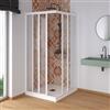 DOBOX Box doccia Akridom con apertura angolare in acrilico con profili in PVC riducibile Made in Italy (BIANCO, 100X100)
