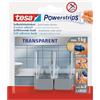 Tesa Powerstrips Set Di Ganci Adesivi Fino a 1kg, Trasparente, 2 x 5 cm + 4 Strisce Grandi Trasparenti/Chrome