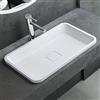 Mai & Mai Lavabo da Incasso 53x33x10.5cm, Lavandino Bagno da Appoggio Rettangolare Colossum104 da Minerale Fuso, Bianco Opaco
