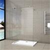 AICAit Parete Per Doccia Walk In Vetro 8mm Temperato Trasparente Anticalcare 100x200 cm con Doppia Barra Stabilizzatrice 90 cm Tagliabile