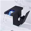 Gx Led Rubinetto Bagno Cascata, Rubinetto Bagno Lavabo, Nero Moderno Ottone Rubinetto Lavabo, Acqua Calda E Fredda Disponibile, Miscelatore Monocomando, Per Bagno o Avabo Bagno, Con Valvola In Ceramica