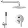 Inbagno Set doccia a incasso con deviatore in ottone, braccio 35 cm, soffione tondo 20 cm in acciaio inox e kit doccia completo, ZOE