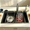 DSMRLEOP Lavello da cucina nano in acciaio inossidabile, 80x50cm Lavello a cascata multifunzionale - Lavello da lavoro a vasca singola con rubinetto estraibile, lavabicchieri ad alta pressione
