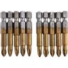 KATUR - Set di 10 punte per cacciavite elettrico antiscivolo da 50 mm, con attacco esagonale da 1/4 PH2, 50 mm