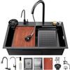 KOOGIMDDR 85 x 45 cm, lavello da cucina multifunzione in acciaio inox, a cascata profonda, set di risciacquo per il rettangolo, per uso domestico, lavastoviglie e cesti di scarico
