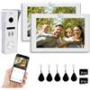 ANJIELO SMART Tuya - Videocitofono WiFi da 7 pollici, sistema di monitor touch wireless 1080P per videocitofono con funzione di sblocco della scheda di accesso, 2 schermi monitor