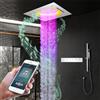 OihPaw Colonna Doccia,Sistema Doccia Termostatica Multifunzione,550×550 mm soffione doccia quadrato,3 modalità doccia,Con luce LED e musica,Colonna doccia cromato,Con doccetta e Asta di sollevamento