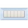 Electron 1 Placca, Made in Italy, 6 moduli/posti, Compatibile Con BTicino Matix, colore azzurro pastello, Placche In plastica di alta qualità, 100% compatibile con i supporti e i moduli originali