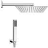 Inbagno Set doccia cromato lucido con braccio soffione quadrato 40x40 cm e kit doccia completo di doccino, presa acqua e flessibile