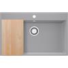 PRIMAGRAN Lavello da Cucina Grigio 78x50cm, Lavandino in Granito a 1 vasca + Sifone Classico + Tagliere, Lavabo da Cucina Incasso al Mobile 80cm - Riga S433