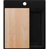 PRIMAGRAN Lavello da Cucina Tutto Nero 43x50cm, Lavandino in Granito a 1 vasca + Sifone Classico + Tagliere, Lavabo da Cucina Incasso al Mobile 45cm - Riga S165