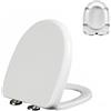 Wttfc Sedile WC con Chiusura Ammortizzata, Tavoletta WC con Funzione di Sgancio Rapido, Facile da Montare e Pulire, Copriwater Universali Forma di D/U, Coperchio WC in PP, Bianco, 02E, 42x34cm