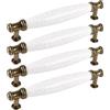 TopHomer 128mm Maniglie per porte, confezione da 4 maniglie in ceramica marmo, maniglie per armadi vintage, tiratori antichi, maniglie per mobili per armadi da cucina, comodini, armadi, porte, porte in legno