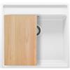 PRIMAGRAN Lavello sottotop Bianco 56x53cm, Lavandino in Granito a 1 vasca + Set di accessori, Lavabo da Cucina al Mobile 60cm - Bergen Low Cut Top S074
