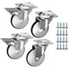 SOTECH set di ruote per mobili LINDAU Ø 50 mm grigio argento/nero 2 x con e 2 x senza freno (freni) incl. set di viti Portata fino a 120 kg (30 kg per ruota)
