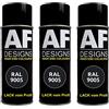 Alex Flittner Designs Vernice spray nero opaco RAL 9005 nero profondo, 3 x 400 ml, vernice colorata