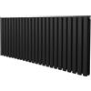 Monster Shop Radiatore a colonna ovale 600 mm x 1440mm Designer Doppio pannello Termosifone Nero Acciaio Inclusi Spazzola per la pulizia Kit di fissaggio e staffe
