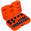 COSTWAY Set di Bussole per Pinze Freno da 16 Pezzi, Kit di Attrezzi per la Regolazione dei Freni con Chiave di Trasmissione da 1/2", Compatibile con Vari Veicoli, 28 x 7 x 18 cm (Arancione)